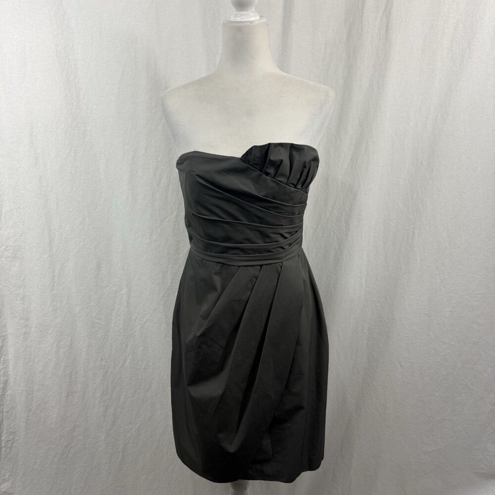 J Crew Gabby Cotton Taffeta Pleated Strapless Grey Dress Womens Sz 6 Bridesmaid